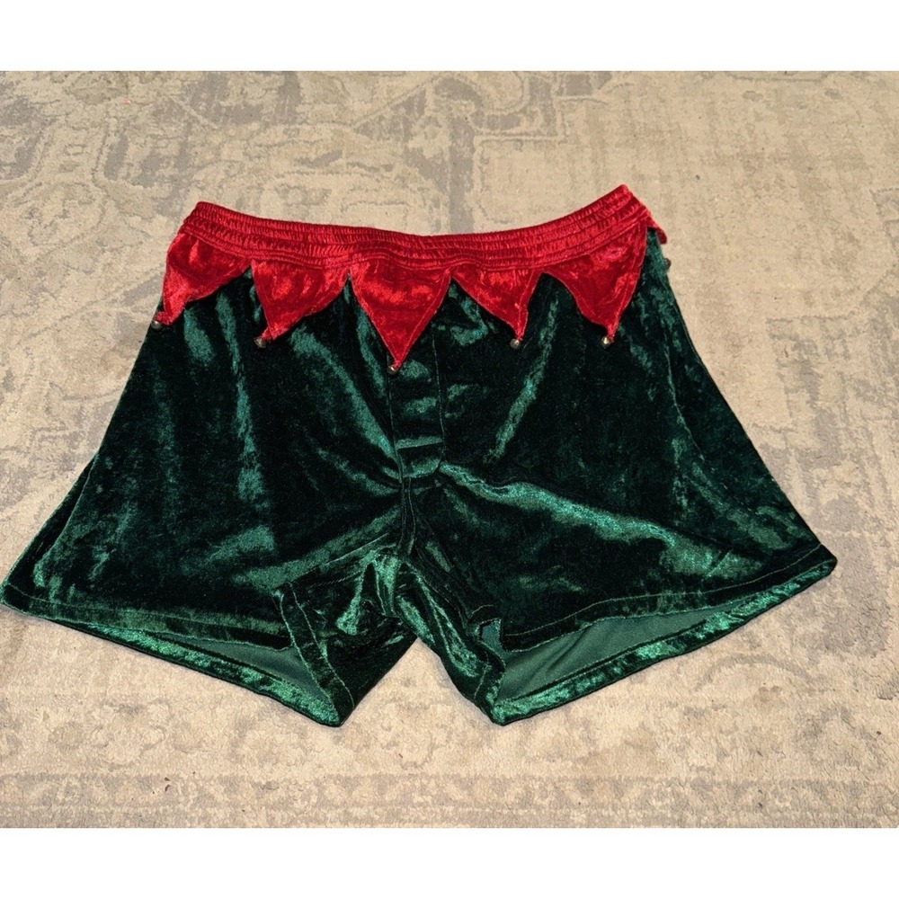 Murano Velvet Elf Jingle Bell Boxer Shorts Green Red Mens Sz‎ Medium